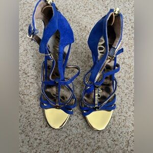 Sam Edelman Alena Indigo Gold Stiletto Heel Size 8.5M